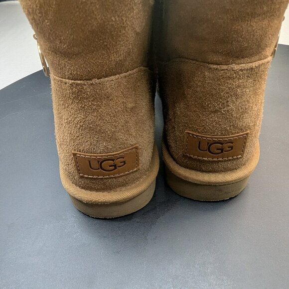 UGG Bailey Zip Mini Retro Fleece Women's Boots Chestnut 1112481-CHE Size 8 - Picture 4 of 10